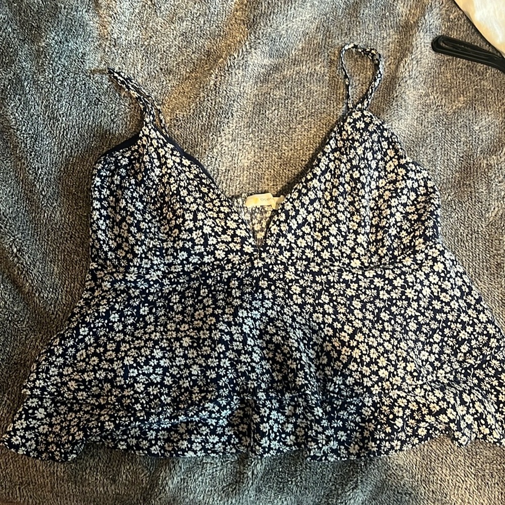 floral navy blue babydoll rayon top